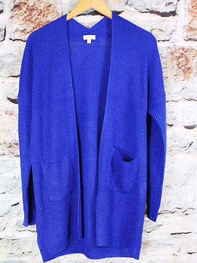 Solid Knit Blue Open Sweater